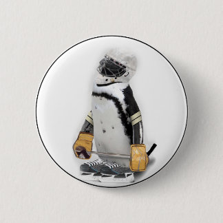 Little Penguin Wearing Hockey Gear 6 Cm Round Badge