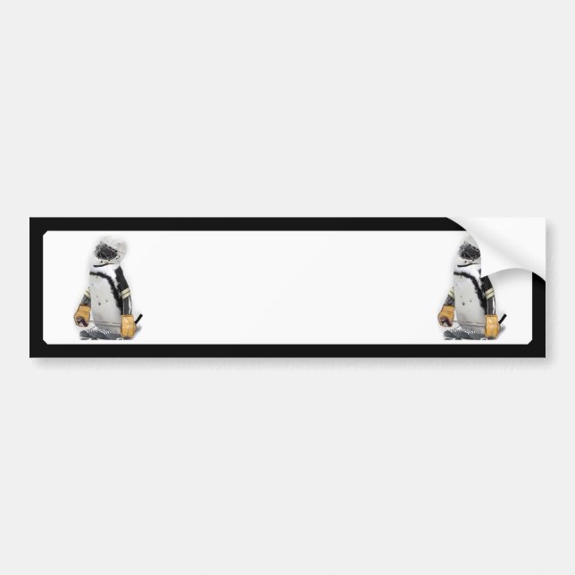 Little  Penguin Wearing Hockey Gear Bumper Sticker (Front)