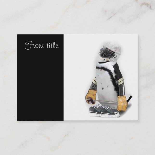 Little  Penguin Wearing Hockey Gear Business Card (Front)