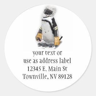 Little  Penguin Wearing Hockey Gear Classic Round Sticker