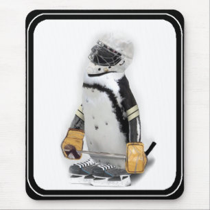 Little  Penguin Wearing Hockey Gear Mouse Mat