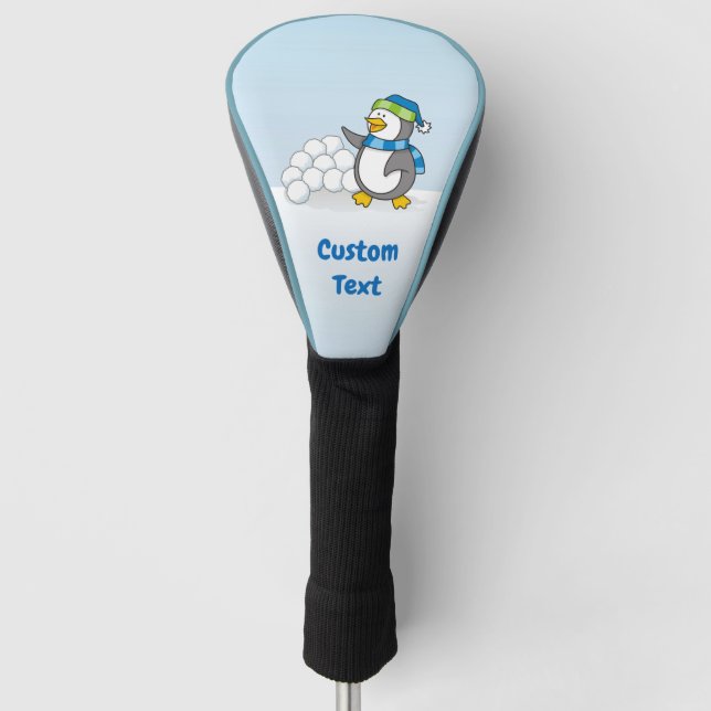 Little penguin with snow balls waving golf head co golf head cover (Front)