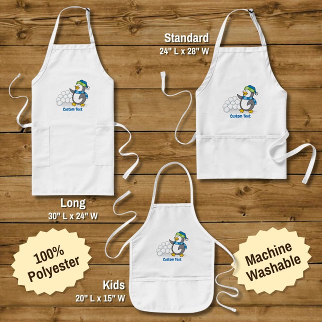 Little penguin with snow balls waving long apron (Creator Uploaded)