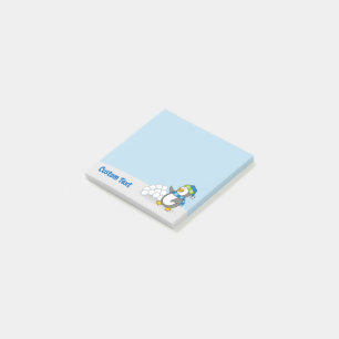 Little Penguin with Snow Balls Waving Post-it Notes