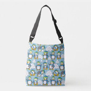 Little penguins background crossbody bag