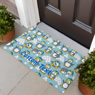 Little Penguins Background Doormat