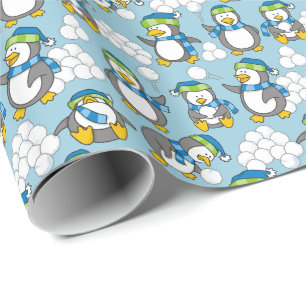 Little penguins background wrapping paper