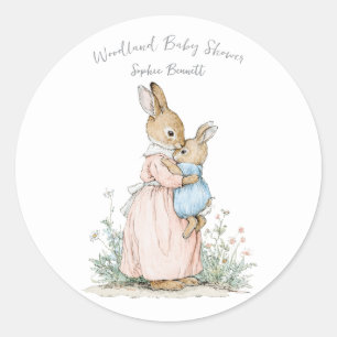 Little Peter Rabbit and Mom Classic Round Sticker