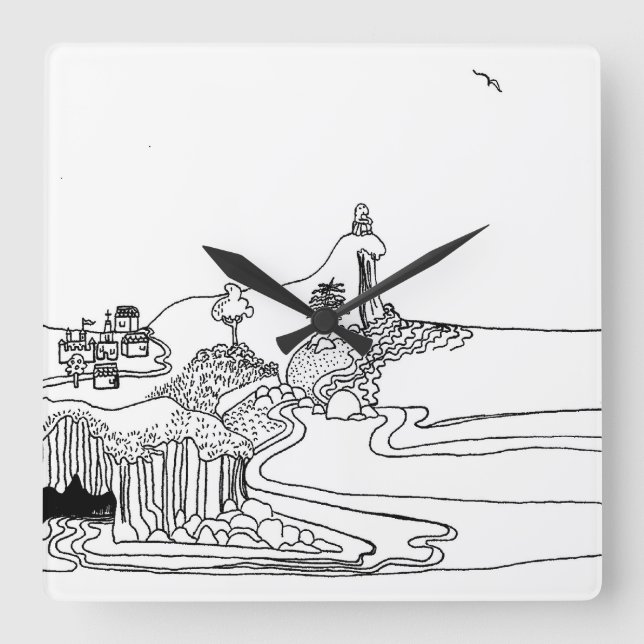 Little philosopher square wall clock (Front)