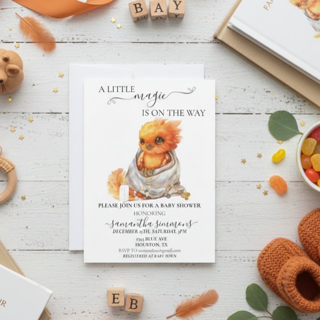 Little Phoenix  Magical Mythology Baby shower Invitation (Creator Uploaded)