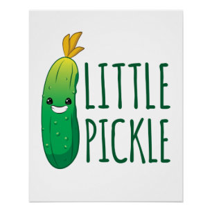 Little Pickle Cute Green Pickle Wearing Sunglasses Poster