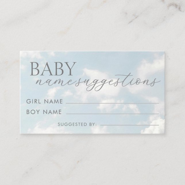 Little Piece of Heaven Baby Name Suggestion  Enclosure Card (Front)