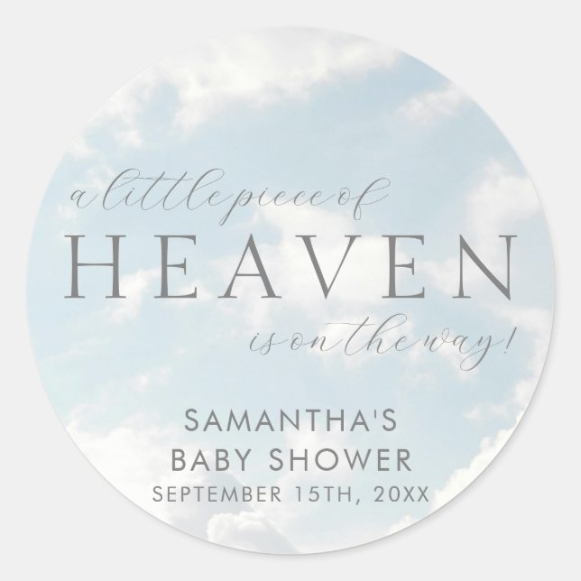 Little Piece of Heaven Baby Shower Dreamy Classic Round Sticker (Front)