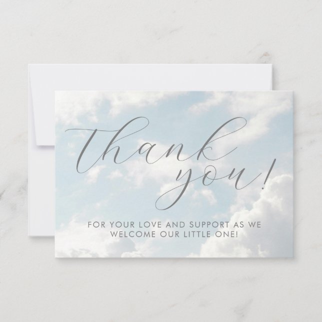 Little Piece of Heaven Baby Shower Dreamy Thank You Card (Front)