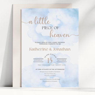Little Piece of Heaven Baby Shower Invite Editable