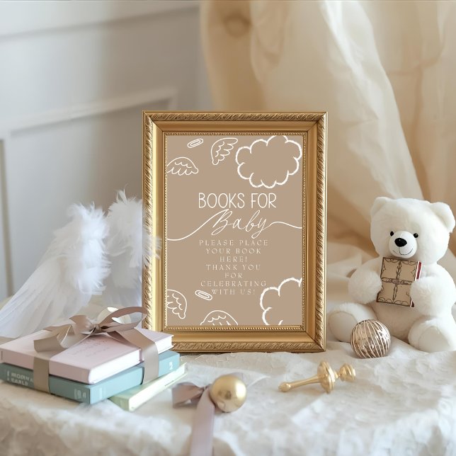 Little Piece of Heaven beige Books for Baby Sign Invitation (Little Piece of Heaven beige Books for Baby Sign)
