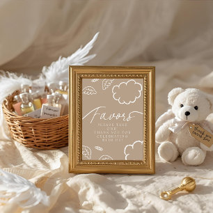 Little Piece of Heaven beige Favours Table Sign   Invitation
