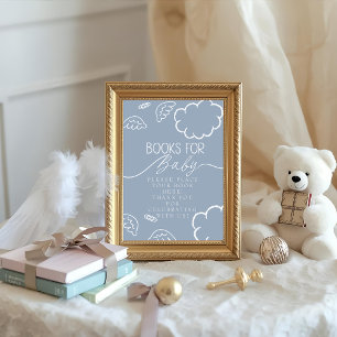Little Piece of Heaven blue Books for Baby Sign Invitation
