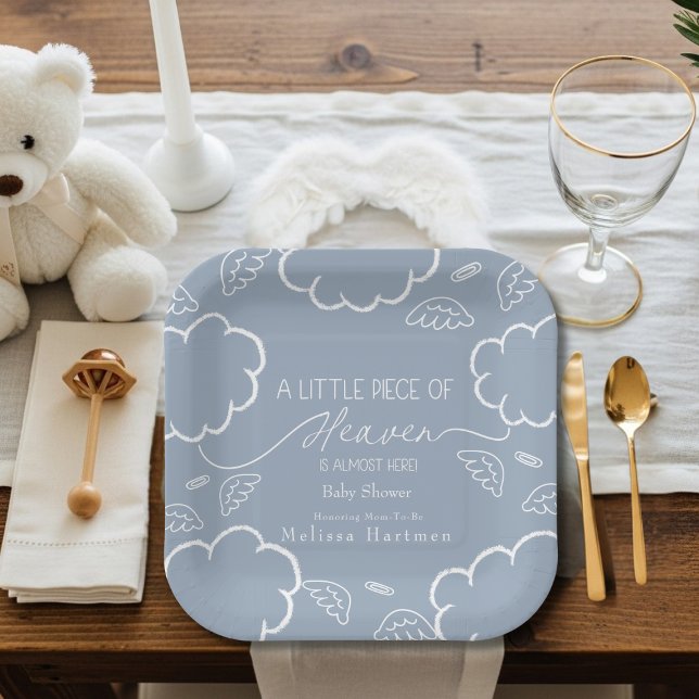 Little Piece of Heaven Blue  Paper Plate (Little Piece of Heaven Blue Paper Plates)