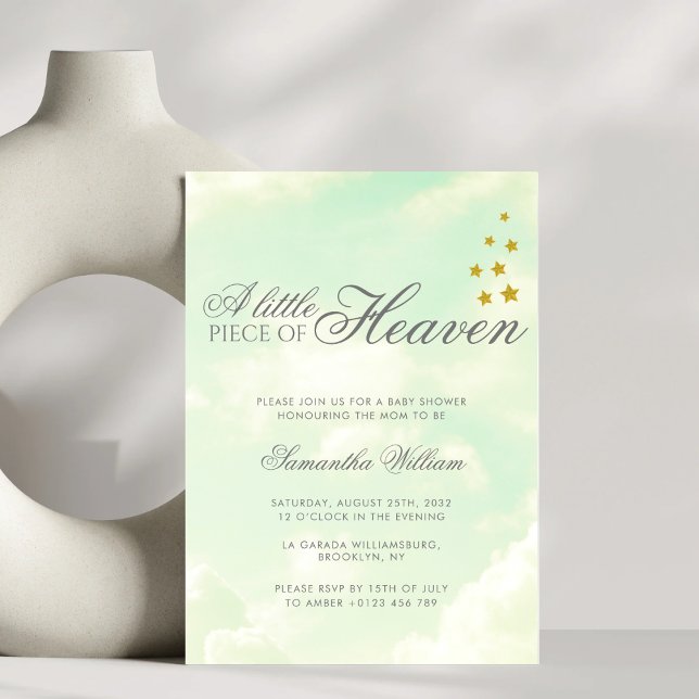 Little Piece of Heaven Clouds Baby Shower Invitation (Creator Uploaded)