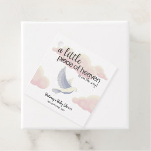 Little Piece of Heaven Clouds Dove Baby Shower Favour Tags