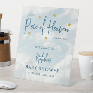 Little Piece of Heaven Cloudy Baby Shower Welcome Pedestal Sign