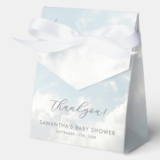 Little Piece of Heaven Custom Clouds Baby Shower Favour Box (Front)