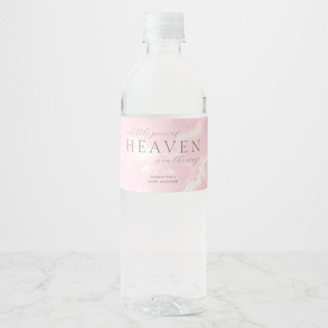 Little Piece of Heaven Girl Baby Shower Simple Water Bottle Label (Front)