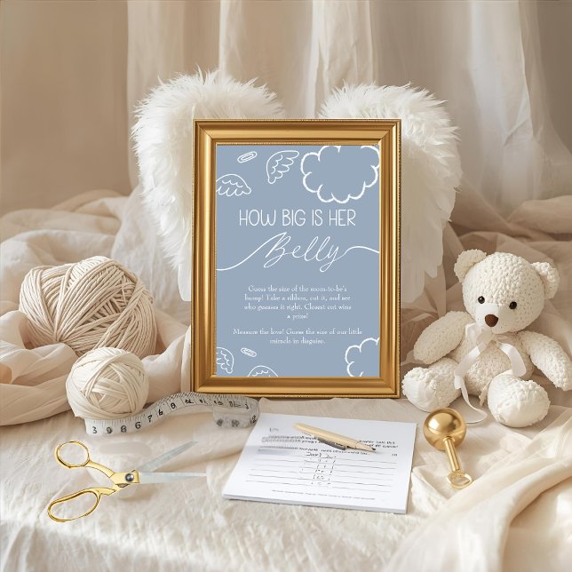 Little Piece of Heaven  How Big Is Her Belly Blue Invitation (Little Piece of Heaven How Big Is Her Belly Blue)