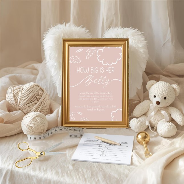 Little Piece of Heaven  How Big Is Her Belly Pink Invitation (Little Piece of Heaven How Big Is Her Belly Pink)