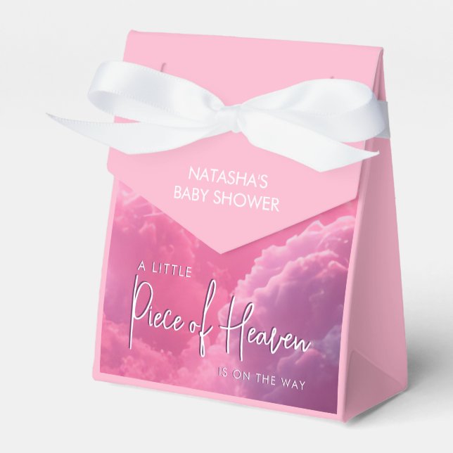 Little Piece of Heaven Pink Baby Shower Favour Box (Front Side)