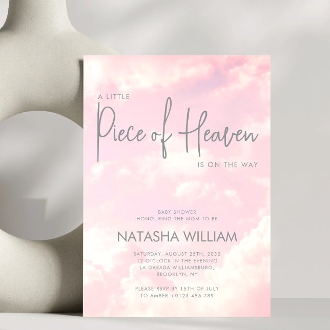 Little Piece of Heaven Pink Clouds Invitation (Creator Uploaded)