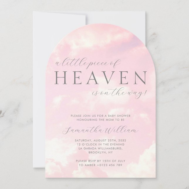 Little Piece of Heaven Pink Girl Baby Shower Invitation (Front)