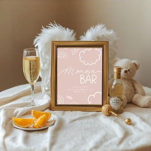 Little Piece of Heaven Pink Momosa Bar Sign Invitation