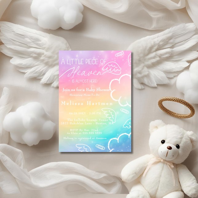 Little Piece of Heaven Rainbow baby shower  Invitation (Little Piece of Heaven Rainbow baby shower Invitation)