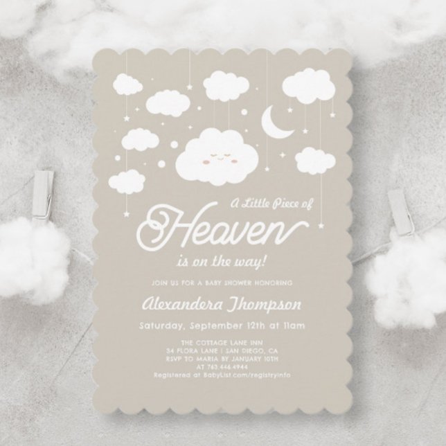 Little Piece of Heaven Sent Baby Shower Invitation (Creator Uploaded)