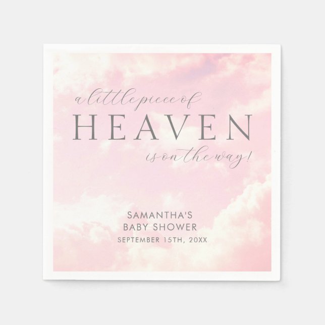 Little Piece of Heaven Simple Pink Baby Shower  Napkin (Front)