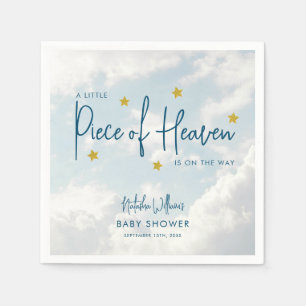 Little Piece of Heaven Sky Blue Baby Shower Napkin