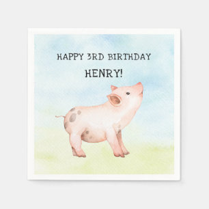 Little pig barnyard birthday party decor napkin