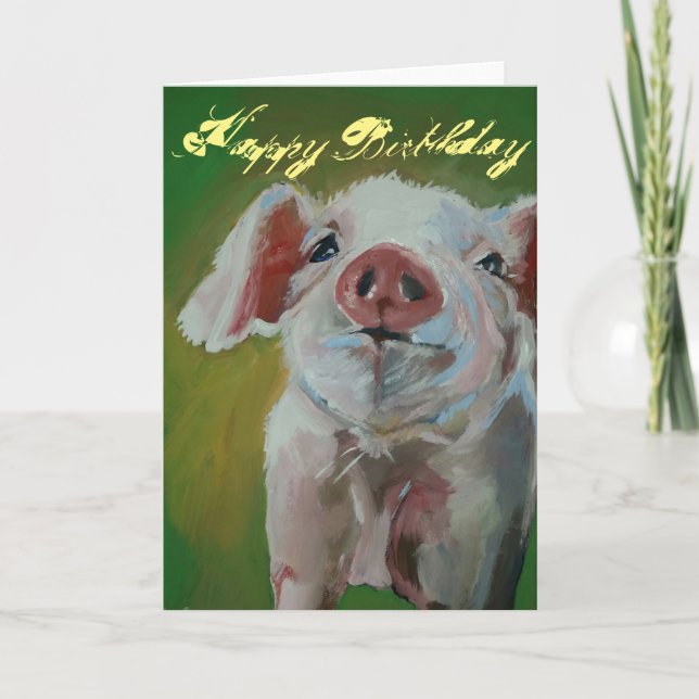 Little Pig Happy Birthday Card (Front)
