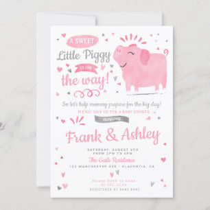 Little Piggy Baby Girl Shower Invitation
