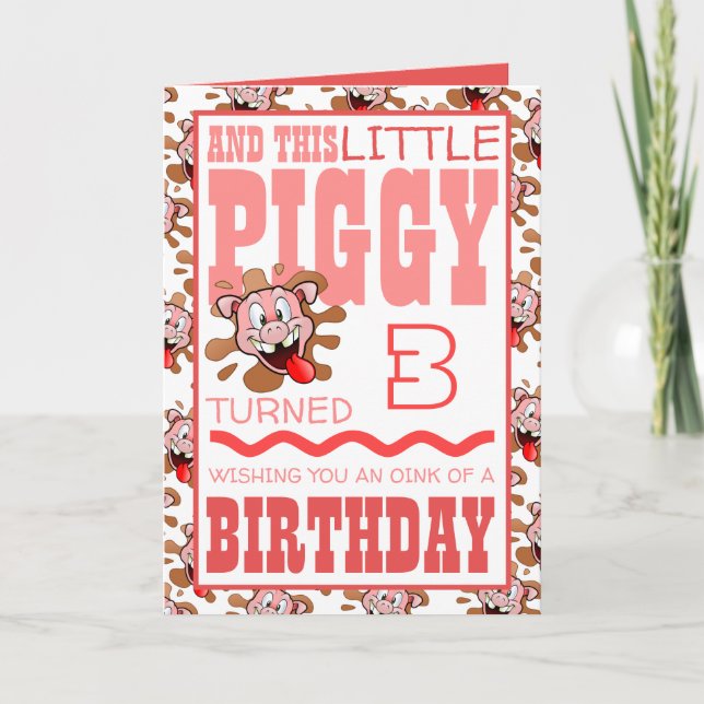 Little Piggy Birthday Greeting Card (Front)