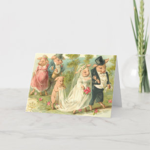 Little Piggy Wedding Card
