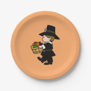 Little Pilgrim Boy Thanksgiving Paper Plate