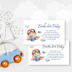 Little pilot aeroplane baby shower books request enclosure card