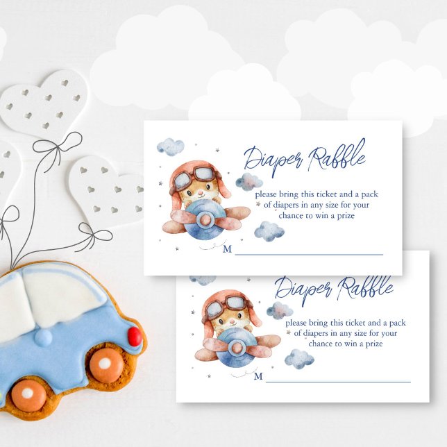 Little pilot aeroplane baby shower diaper raffle enclosure card (Little pilot airplane baby shower diaper raffle enclosure card raffle tickets)