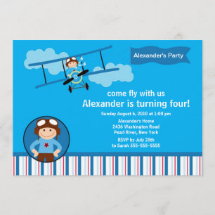 Little Pilot Aeroplane Birthday Party Invitation