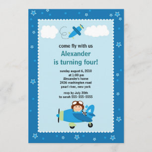 Little Pilot Aeroplane Birthday Party Invitation