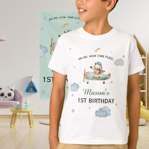 Little Pilot Sage Aeroplane 1st Birthday Outfit T-Shirt