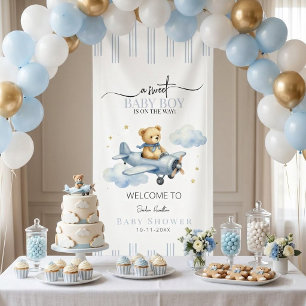 Little Pilot Teddy Bear Baby Shower Banner